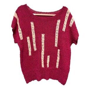 Vintage 80s Pink Stretch Knit Oversized Short Sleeve Tee Women's Size M/L